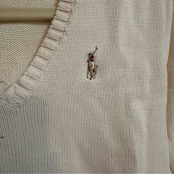 Ralph Lauren Cream V-Neck Sweater - Picture 3 of 4